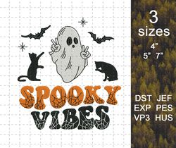 Spooky Vibes Embroidery Machine Design, Spooky Pumpkin Halloween  Embroidery Design, Stay Spooky Embroidery File