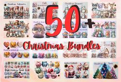 50 Christmas Bundles 400 png ,animals,Santa,decorations,christmas treats,Stained glass, Commercial License