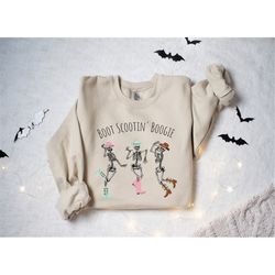 Boot Scootin Boogie Shirt, Halloween Skeleton Sweatshirt, Dancing Skeleton Shirt, Spooky Shirt, Cowboy Ghost Shirt, West