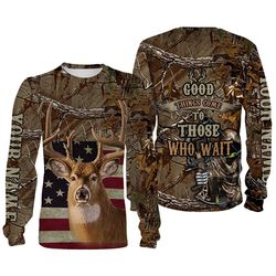 Deer Hunting American Flag Camo Custom Name 3D All Over Print Shirts, Face Shield &8211 Personalized Hunting Gifts &8211