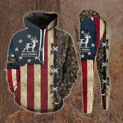 Deer Hunting American Flag Hoodie &amp Legging 3D All Over Print custom name H