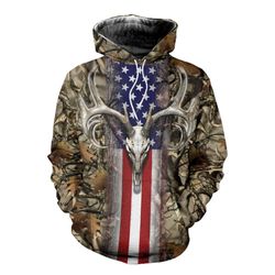 Deer hunting American flag Hoodie 3D