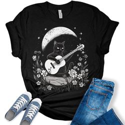 womens cute floral cat graphic tee
