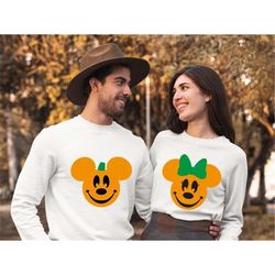 Halloween mickey and minnie sweatshirt ,jack skellington mickey head sweatshirt, halloween party sweatshirt, disney hall