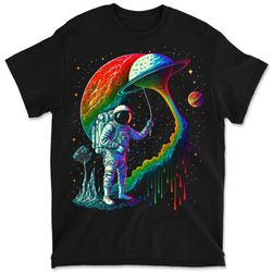 astronaut flying space mushroom kite men's graphic print t-shirt