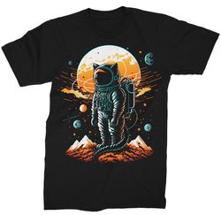 cat shirt catstronaut astronaut space galaxy t-shirt men's graphic tees