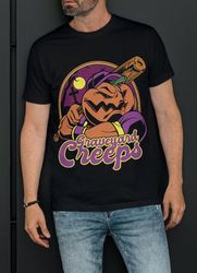 halloween baseball pumpkin t-shirt vintage retro