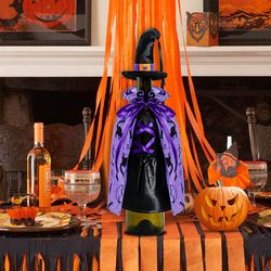 Halloween Decoration Black Witch Cloak Hat Bottle Cover