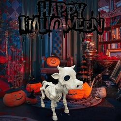 Halloween Skull Cow Toy Skeleton Decoration