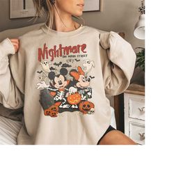 Mickey Minnie Halloween Sweatshirts, Vintage Disney Halloween Sweatshirt, Nightmare On Main Street Mickey Minnie, Disney