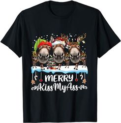 Merry Kiss My A.ss Donkey Christmas Light Snow T-Shirt