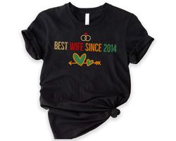 9th wedding anniversary gift for wife, best wife since 2014 shirt, 9 year wedding anniversary tee for her, married for 9
