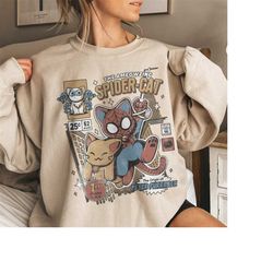 Vintage Spider Cat Sweatshirt, Spiderman Across the Spider-Verse T-Shirt, Marvel Comics Shirt, Spider Ghost Tee, MCU Fan