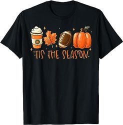coffee fall football pumpkin and halloween spooky season t-shirt