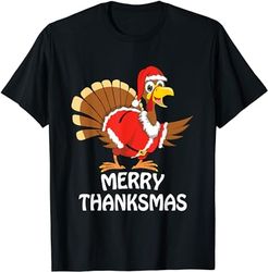 Funny Merry Thanksmas Happy Thanksgiving Merry Christmas T-Shirt