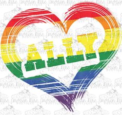 PRIDE - Rainbow - Ally Heart - Sublimation - PNG Image- Digital Image