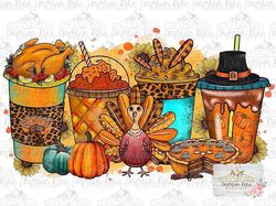 Thanksgiving Coffee Cups - Sublimation - PNG Image- Digital Image Download