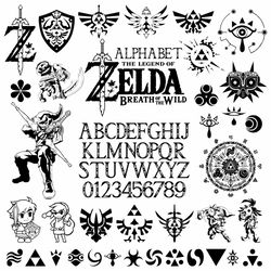 Gamer Svg Bundle Zelda Digital The Legend of Zelda Vector Font Files Alphabet Png Video Game Gift Pdf Eps Design Clipart