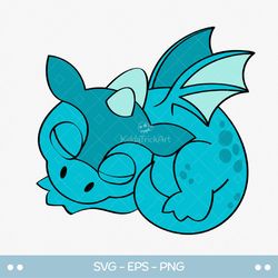 Sleeping Baby Dragon SVG clipart, Cute Cartoon Dragon PNG, Print and Cut image