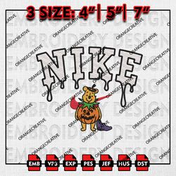 Nike Pumpkin Winnie Pooh Embroidery files, Halloween Embroidery, Winnie Pooh Machine Embroidery Files, Digital Files