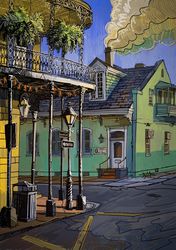 the golden hour at french quarter, new orleans | art print on canvas