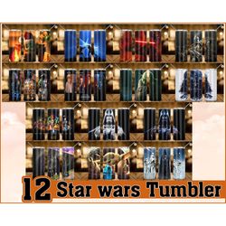 12 Star Wars Tumbler PNG, Star Wars Designs, Baby Yoda Tumbler File, Star Wars Sublimation PNG, Star Wars Digital Downlo