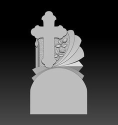 3D STL Model Tombstone with roses cross and candle for CNC Router Engraver Carving Artcam