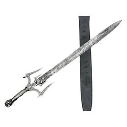 27" Long Hand Forged Damascus Steel Double Edge Blade Mediaeval Barbarian Sword, 37" Long Damascus Steel Blade