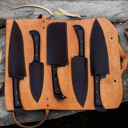 Chef Knife Set with Leather Roll Kit - Slicing and Peeling Butcher Knife Christmas Gift Christmas Gift, Gift For Him C4