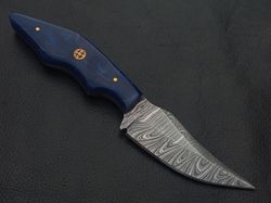 8" CUSTOM HAND MADE DAMASCUS STEEL SKINNER KNIFE RESIN HANDLE W/SHEATH