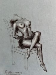 Original erotic drawing "It's time to relax"