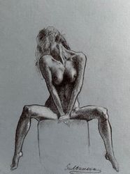 Original  erotic drawing "Sexy lady"