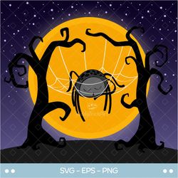 Sleeping Spider on web SVG clipart, Cute Halloween Spider PNG, Print and Cut image