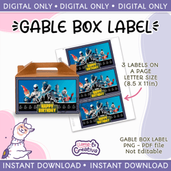 Battle Royale Gable Box Favors Labels, Gift Box Labels, Instant Download, not editable