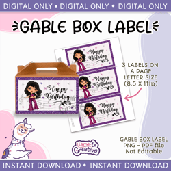 mexican singer gable box favors labels, gift box labels, instant download, not editable