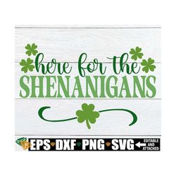 Here For The Shenanigans, St. Patrick's Day svg, Shenanigans svg, St. Patrick's Day Shirt svg, Funny St. Patrick's Day S