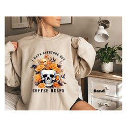 Pumpkin Skeleton Drinking Coffee Shirt, Funny Halloween Party T-shirt, Skeleton Coffee Lover sweatshirt, Pumpkin hoodie,