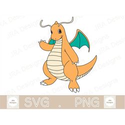 Dragonite SVG & PNG, Pokemon SVG  - Cricut cut file