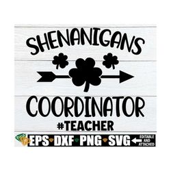 Shenanigans Coordinator, Teacher St. Patrick's Day svg, St. Patrick's Day Gift For Teacher, Teacher St. Patricks Day Shi