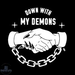Down With My Demons Shake Hand By Chain Svg, Demons Svg