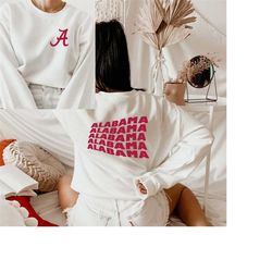 Alabama Sweatshirt Back and Front Design Alabama Shirt  Game Day Shirt  Alabama ClothingAlabama Crimson Tide College Swe