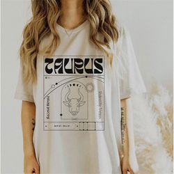 Boho Taurus Shirt, Sun and Moon Tee, Gift for Taurus, Graphic Zodiac T-Shirt, Earth Sign Shirt, Astrology TShirt Indie T