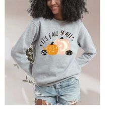 Retro It's Fall Y'all Crewneck, Fall Design, Vintage Halloween Vibes Sweater, Fall Sweatshirt ,Autumn Sweater, Pumpkin S