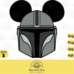 Star Wars Svg Clip art Files, The Mandalorian,  Minnie, Mouse, Head, Icon, Ears, Digital, Download, Tshirt, Cut File, SV