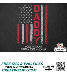 Personalized Daddy Png for Fathers Day Flag America Png, Father's Day Png, Dad and Childs Father's Day Gifts For Men