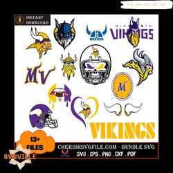 NFL Minnesota Vikings Bundle Svg, 13 Files Minnesota Vikings Svg