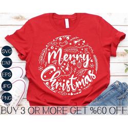 Merry Christmas SVG, Merry Christmas PNG, Round Christmas Sign SVG, Christmas Shirt Svg, Svg Files for Cricut, Sublimati