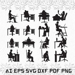 Man Office Sitting svg, Man Office Sittings svg, Man Office svg, Office Sitting, Sitting, SVG, ai, pdf, eps, svg, dxf, p