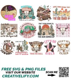 Western Png Bundle, Bull Skull Png for Country Western, Cowboy Cowgirl Png for Rodeo Png, Boho Retro Png for Sublimation