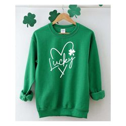 Lucky Heart sweatshirt,Shamrock Heart Gift Shirt,St Patrick's Day Sweatshirt,Irish Women tee,St Patty's Day Tee,Gift for